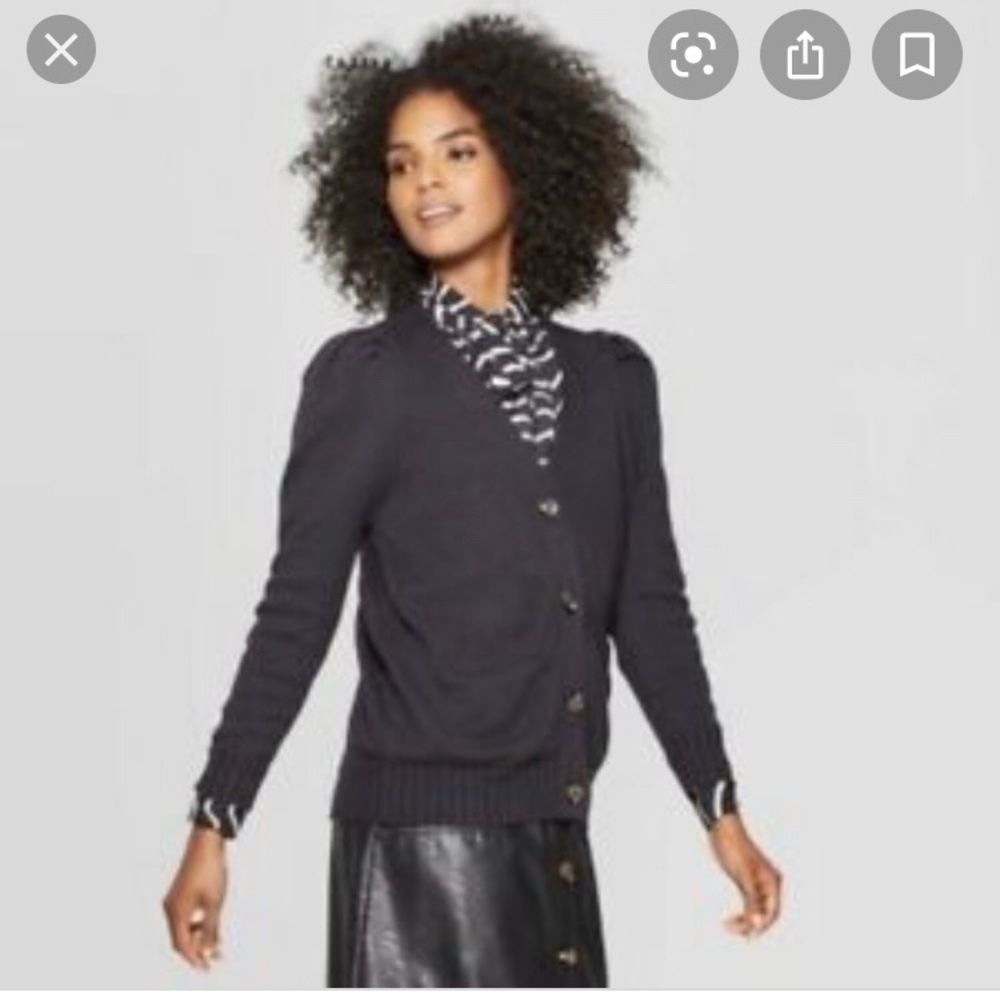 Who What Wear Black Cardigan With Puffy Sleeves